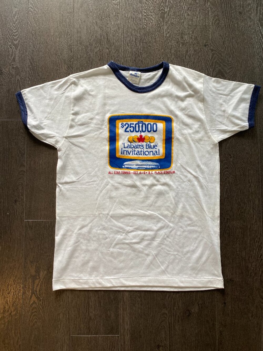 vintage all star tennis labatt's blue invitational ringer bc canada local tshirt